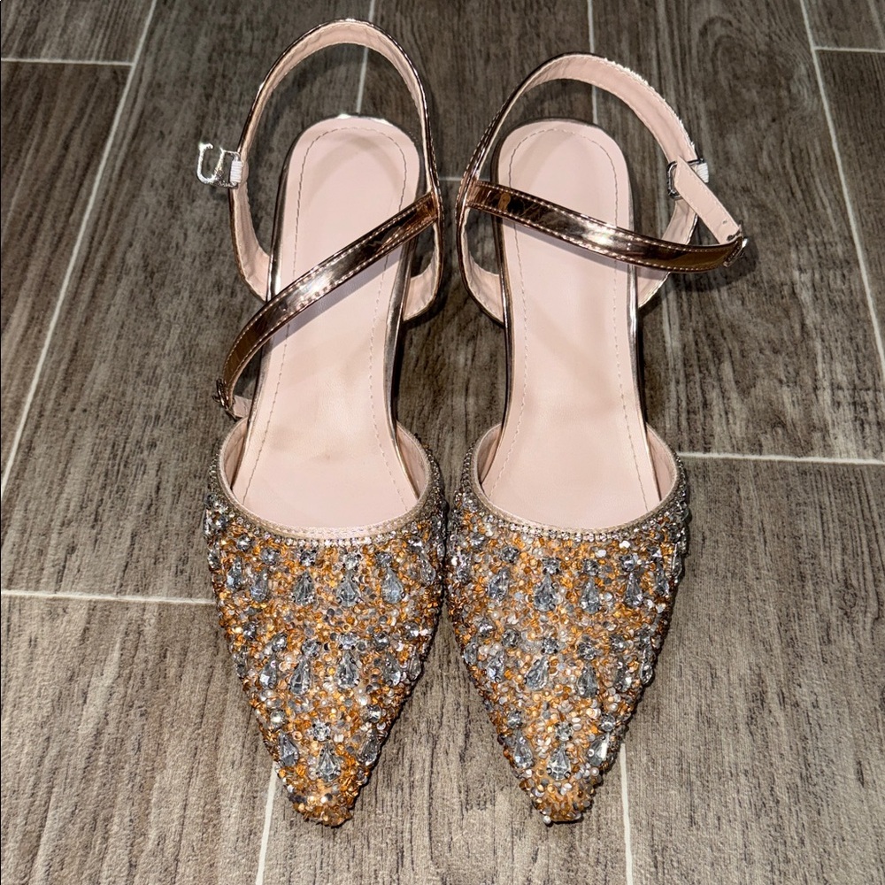 Gold & Silver Embellished Heels – Size 42 – Perfect Condition